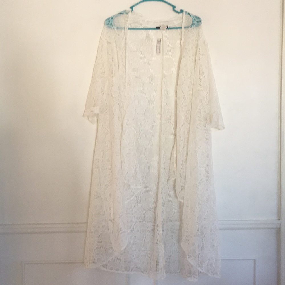 FOREIGN EXCHANGE WHITE SKULL LACE CARDIGAN